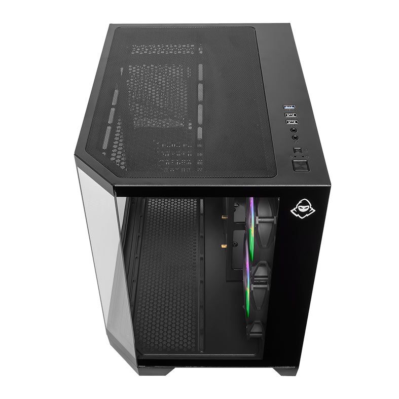 Gabinete Gamer Mancer CV700B, Mini-Tower, Lateral de Vidro, Com 2 Fans, Preto, MCR-CV700B-BK-2F