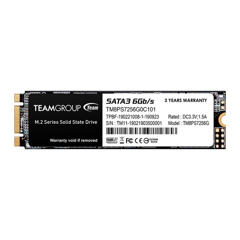 SSD Team Group MS30 256GB, M.2 2280, Sata III 6GB/s, Leitura 500MB/s, Gravacao 400MB/s, TM8PS7256G0C101